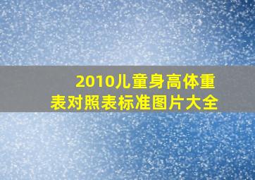 2010儿童身高体重表对照表标准图片大全