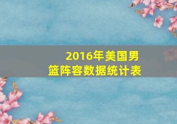 2016年美国男篮阵容数据统计表