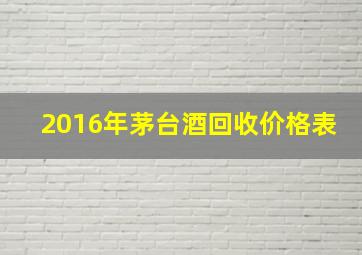 2016年茅台酒回收价格表