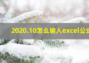 2020.10怎么输入excel公式