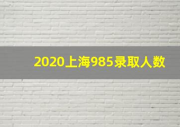 2020上海985录取人数