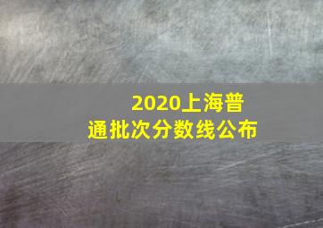 2020上海普通批次分数线公布