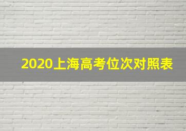 2020上海高考位次对照表