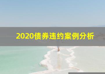 2020债券违约案例分析