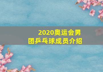 2020奥运会男团乒乓球成员介绍