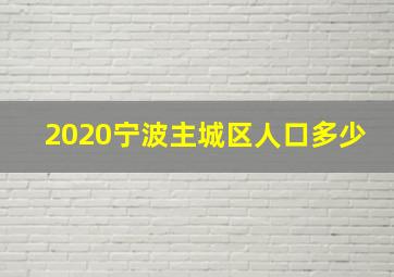 2020宁波主城区人口多少