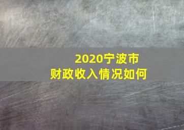 2020宁波市财政收入情况如何