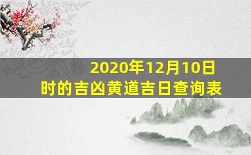 2020年12月10日时的吉凶黄道吉日查询表