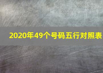 2020年49个号码五行对照表