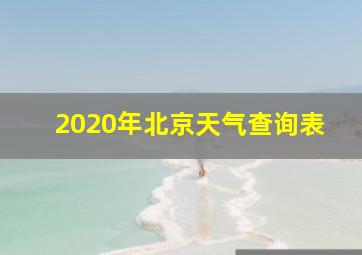 2020年北京天气查询表