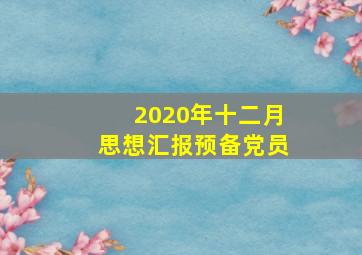 2020年十二月思想汇报预备党员