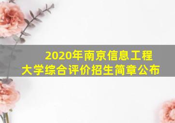 2020年南京信息工程大学综合评价招生简章公布