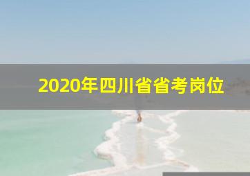 2020年四川省省考岗位