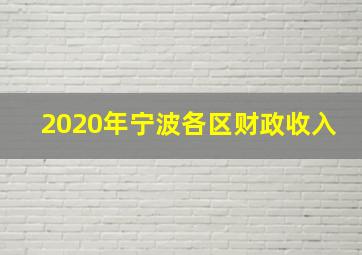 2020年宁波各区财政收入