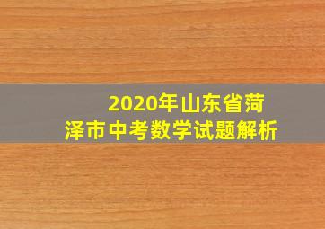 2020年山东省菏泽市中考数学试题解析