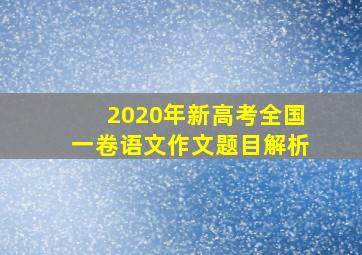 2020年新高考全国一卷语文作文题目解析