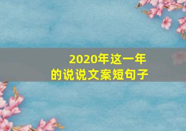 2020年这一年的说说文案短句子