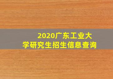 2020广东工业大学研究生招生信息查询