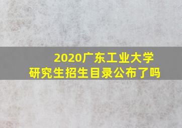 2020广东工业大学研究生招生目录公布了吗