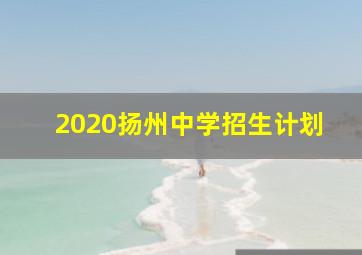 2020扬州中学招生计划