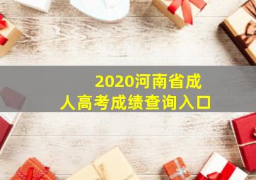 2020河南省成人高考成绩查询入口