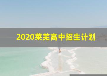 2020莱芜高中招生计划