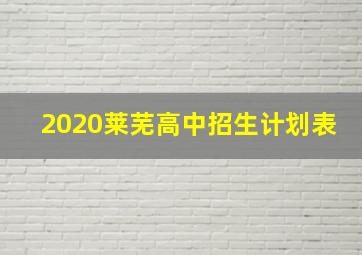 2020莱芜高中招生计划表