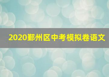 2020鄞州区中考模拟卷语文