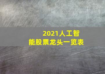 2021人工智能股票龙头一览表