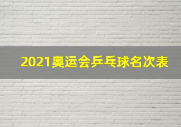 2021奥运会乒乓球名次表