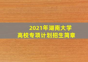 2021年湖南大学高校专项计划招生简章