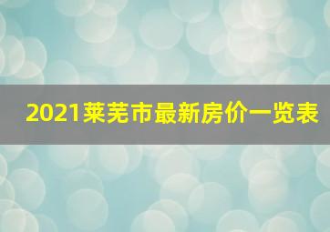 2021莱芜市最新房价一览表