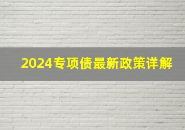 2024专项债最新政策详解