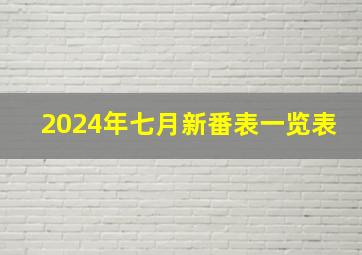 2024年七月新番表一览表