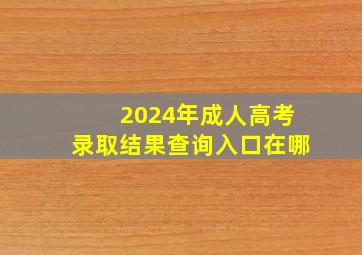 2024年成人高考录取结果查询入口在哪