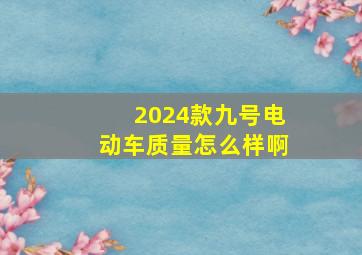 2024款九号电动车质量怎么样啊