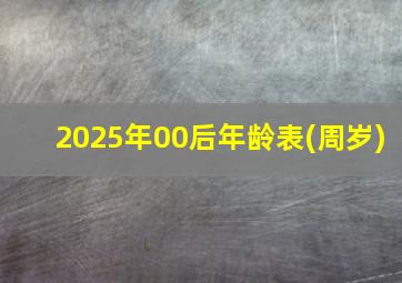 2025年00后年龄表(周岁)