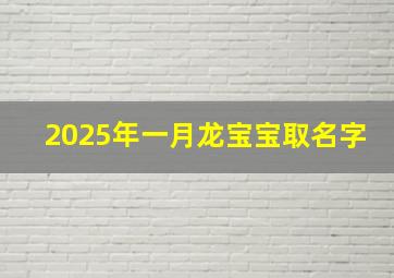 2025年一月龙宝宝取名字