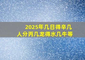 2025年几日得辛几人分丙几龙得水几牛等