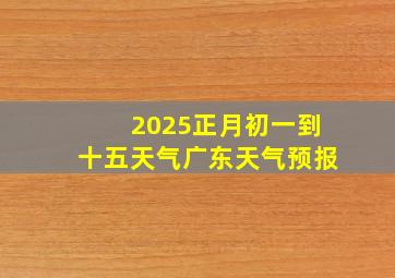 2025正月初一到十五天气广东天气预报