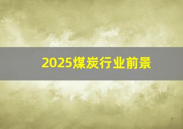 2025煤炭行业前景