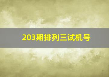 203期排列三试机号