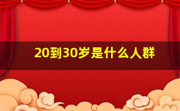 20到30岁是什么人群