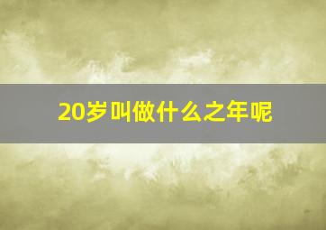 20岁叫做什么之年呢