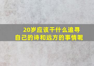 20岁应该干什么追寻自己的诗和远方的事情呢