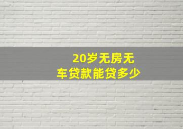 20岁无房无车贷款能贷多少