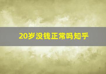 20岁没钱正常吗知乎