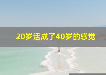 20岁活成了40岁的感觉