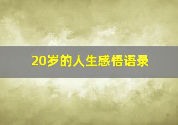 20岁的人生感悟语录