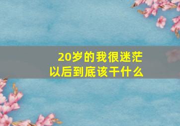 20岁的我很迷茫以后到底该干什么